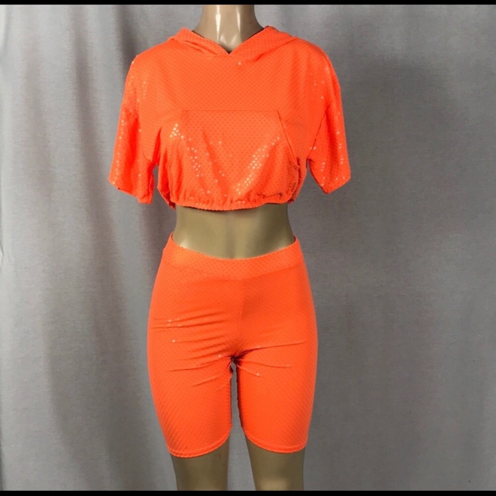 Neon orange biker set